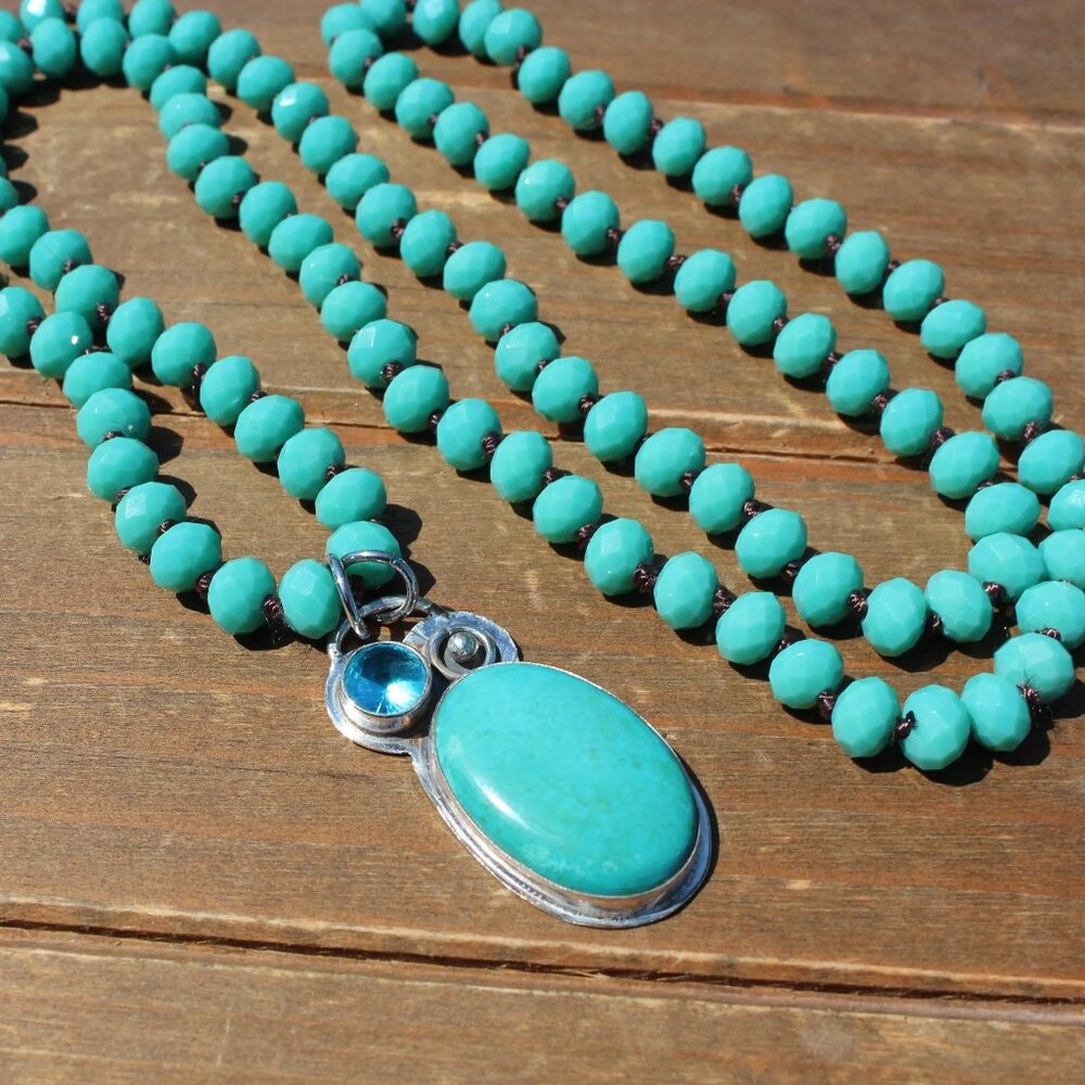 A Turquoise Tale Hand Knot Necklace Beaded Jewlery